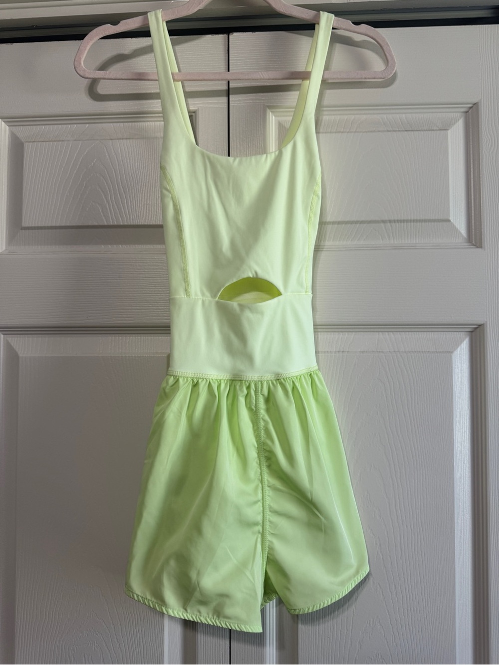 TCEC Neon Lime Sleeveless Athletic Romper with Cutout